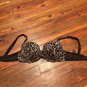 PINK Victoria's Secret Leopard Print Push-Up Bra - Black & Brown